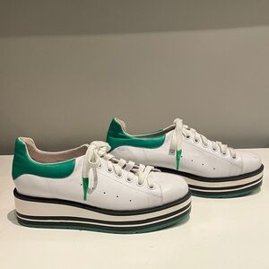 Anthropologie Silent D White and Green Platform Sneakers